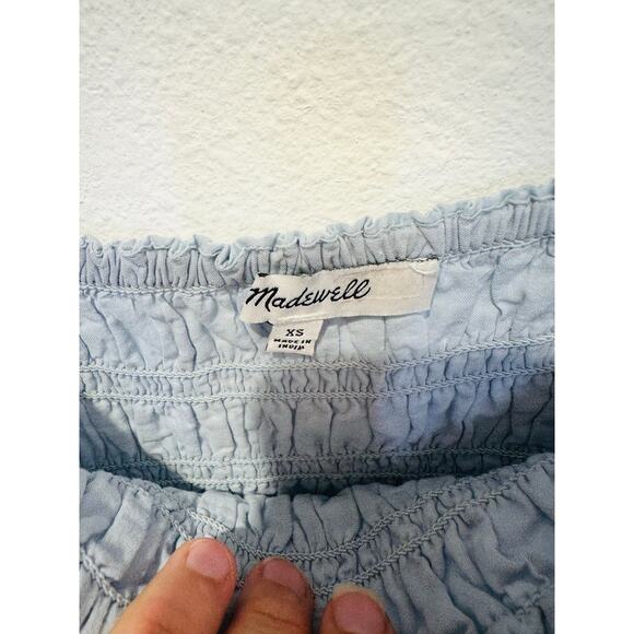 MADEWELL Blue Square Neckline Smocked Theo Sleeveless A-Line Midi Dress Size XS - Picture 5 of 11